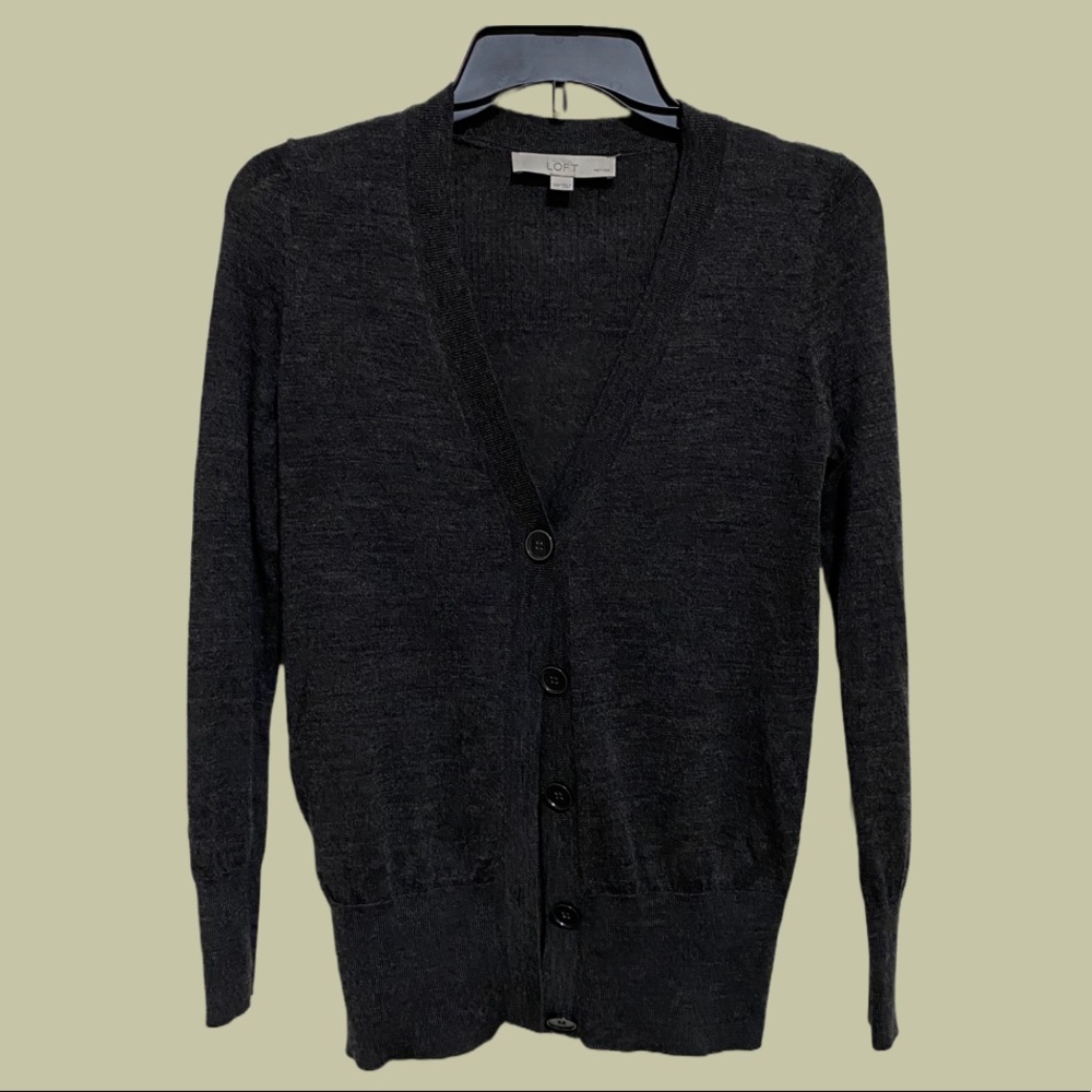 EUC LOFT Charcoal Gray cardigan, size XSP